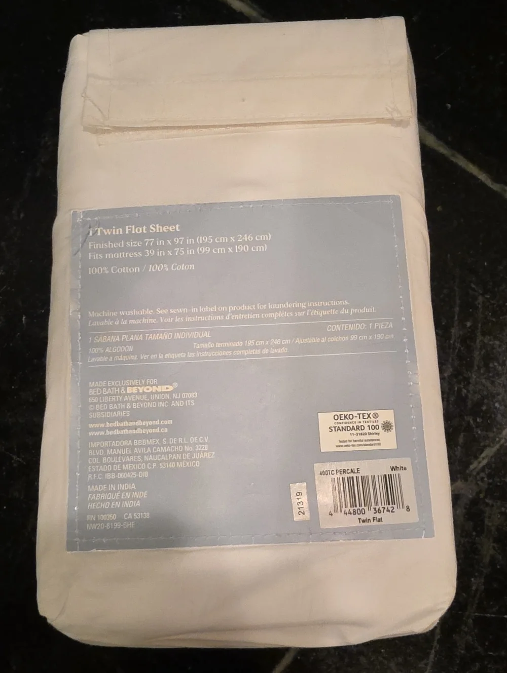 Nestwell Bedding Cool & Crisp Cotton Percale Twin Sheet Set NWT White